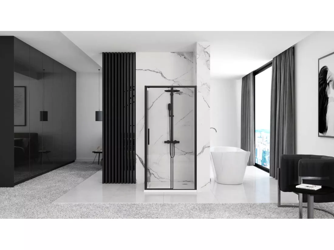 Cabine De Douche Rea Rapid Slide 140X80 Black