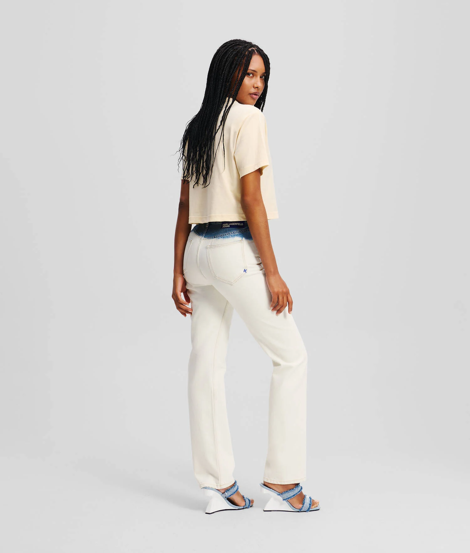 JEAN DROIT OMBRÉ À TAILLE HAUTE - Bleu Ombre