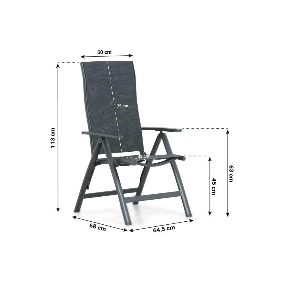 Tuinset 4 personen 200 cm Aluminium/textileen Grijs Hartman Sitges/Solare