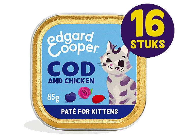 Edgard & Cooper Kuipjes Kabeljauw en Kip Pate Kitten 16 x 85 gram | 12583