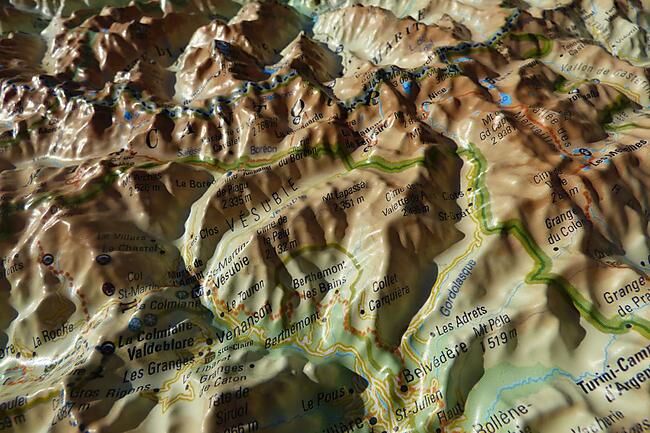 3D MAP - RELIEF MASSIF DU MERCANTOUR 61X41