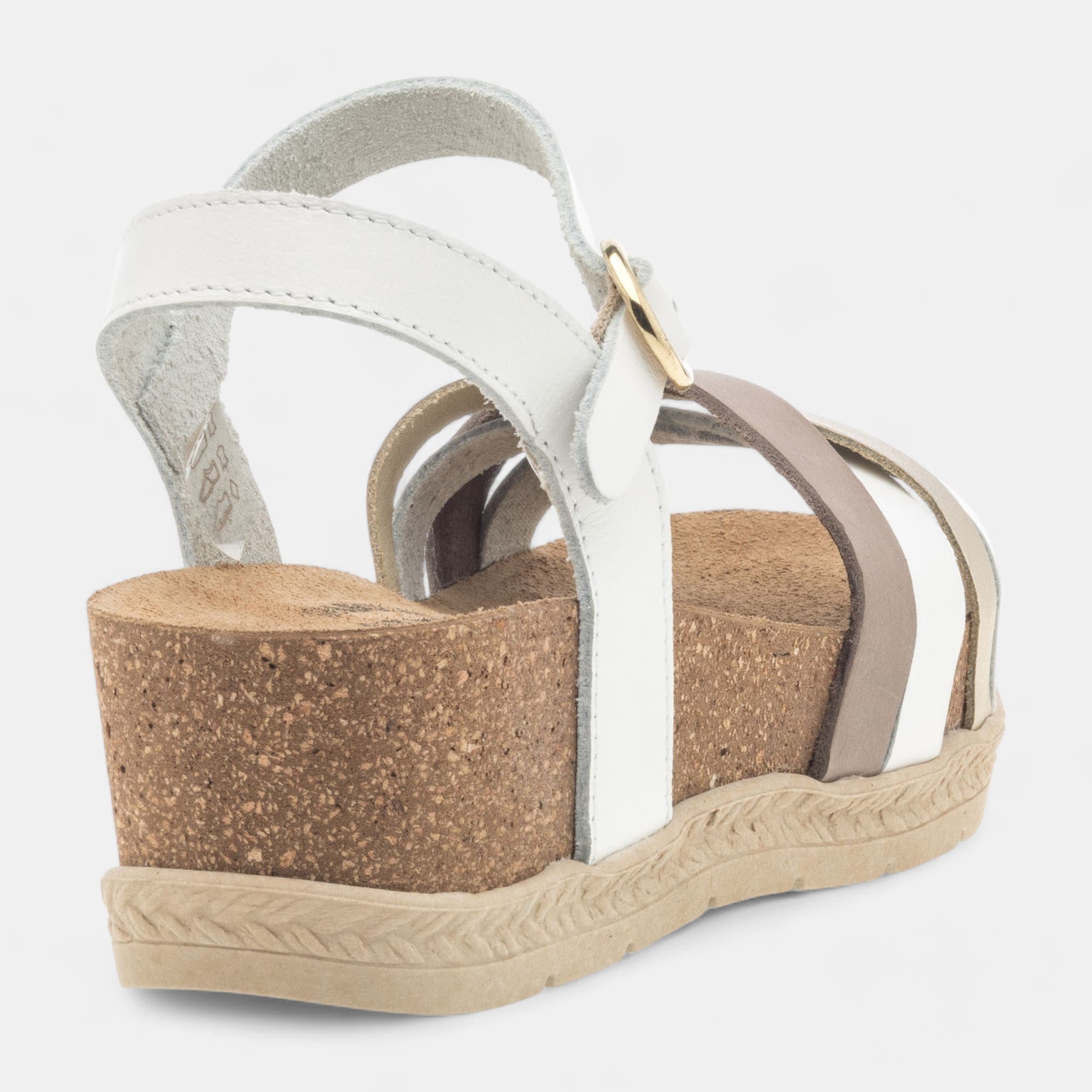 Sandales à talon compensé Femme en cuir blanc