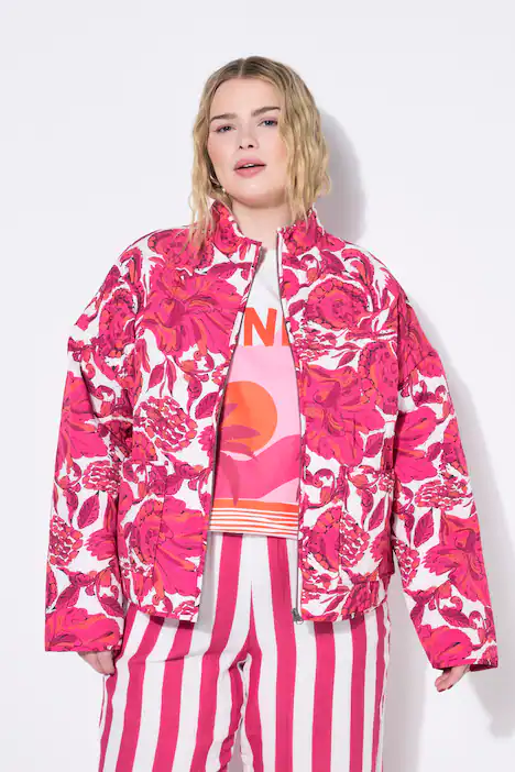 Steppjacke, oversized, Alloverdruck, offwhite