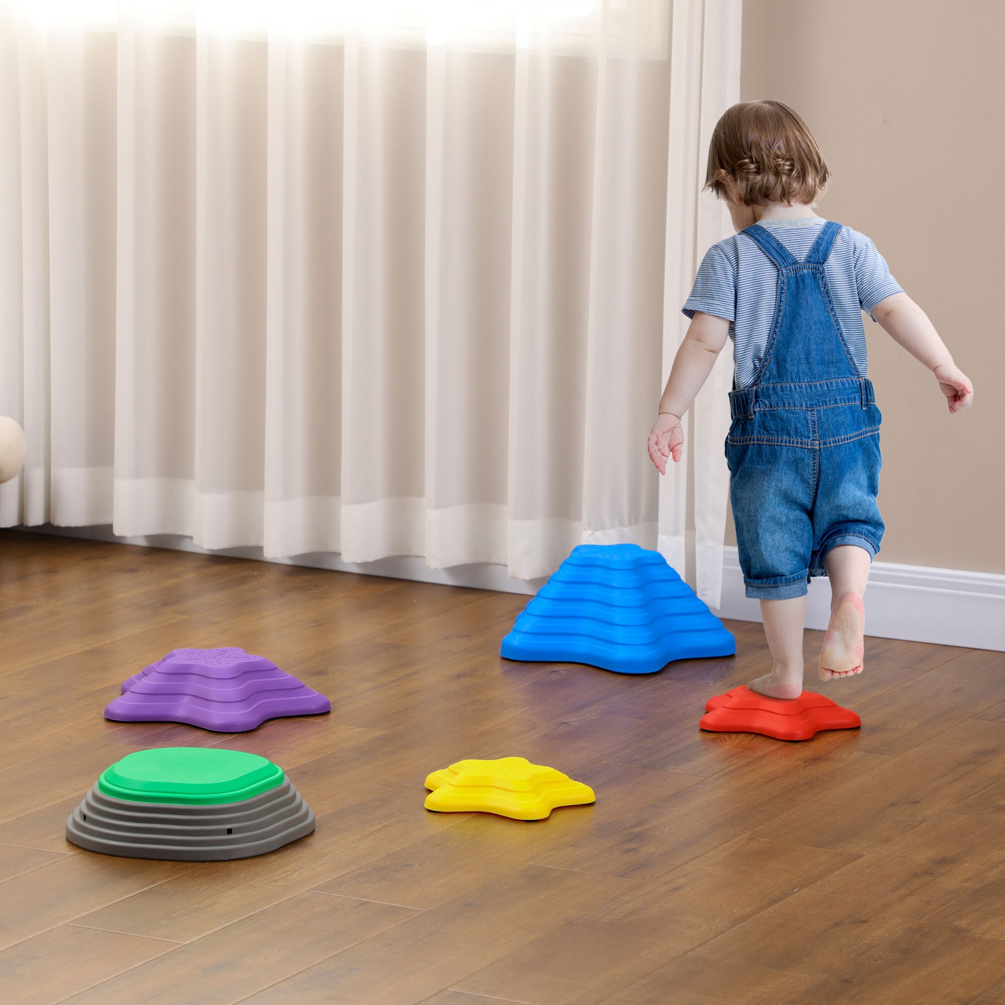 ZONEKIZ Flusssteine-Set aus robustem Material bunt 36,5L x 36,5B x 16H cm