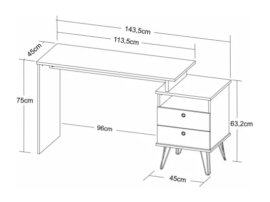Bureau modulable panneaux de fibres gris FLEX