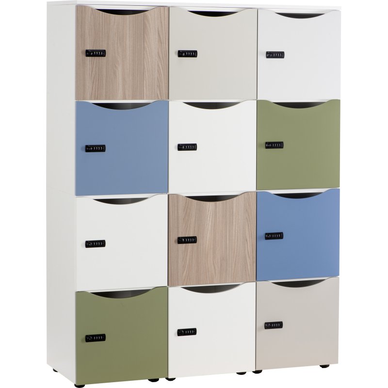 Casier de bureau Lockers 4 cases corps blanc H 169 cm - portes mélaminées - serrure à code