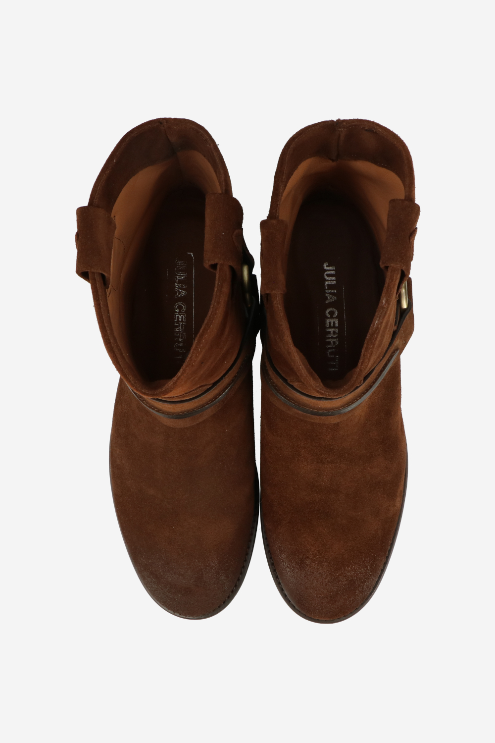 Buckled suede boots