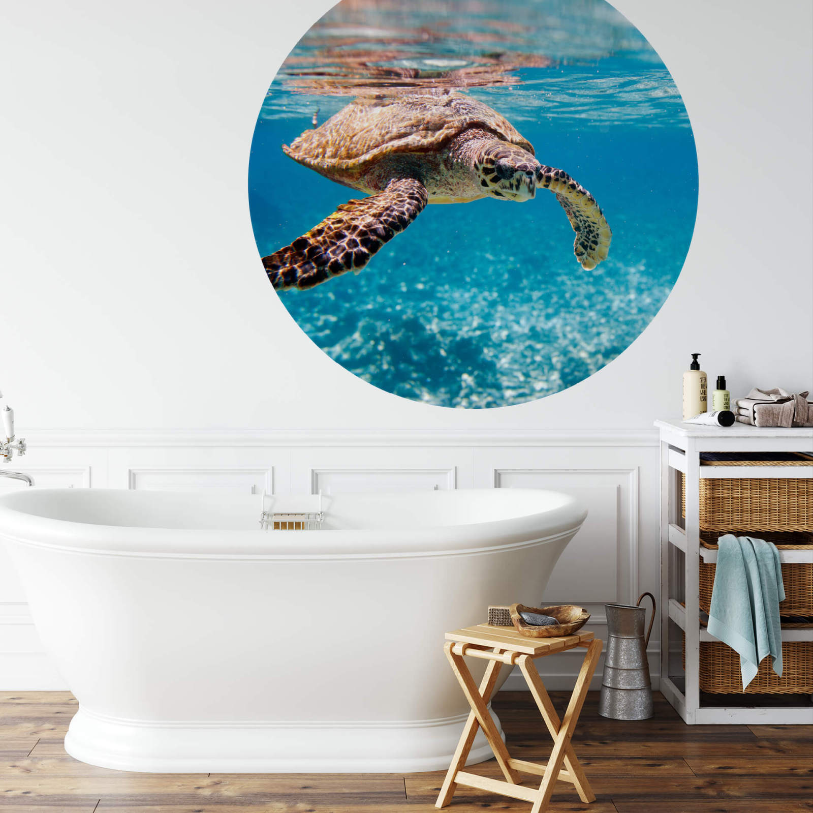 Fototapete DESIGNWALLS 2.0 - blau-braun - Schildkröte - 1,4 Meter