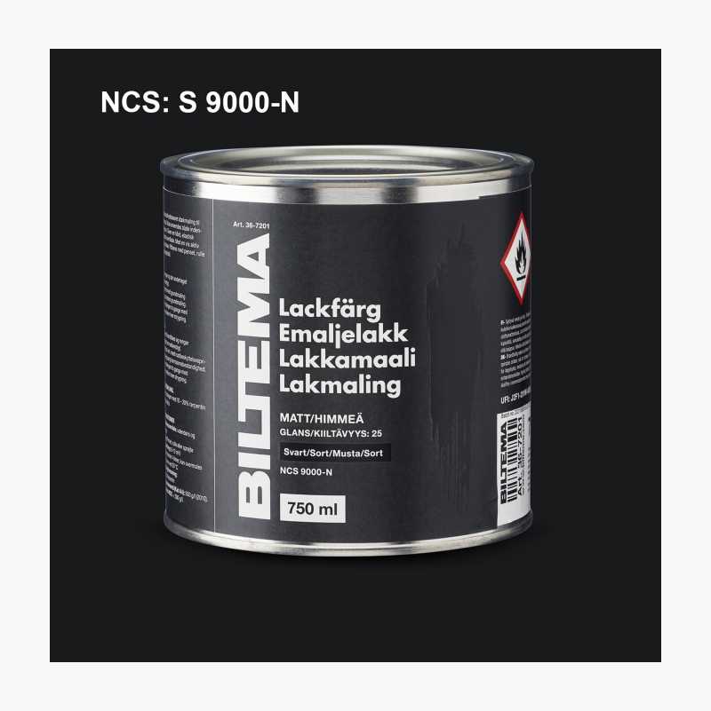 Emaljelakk, matt, sort, 0,75 liter
