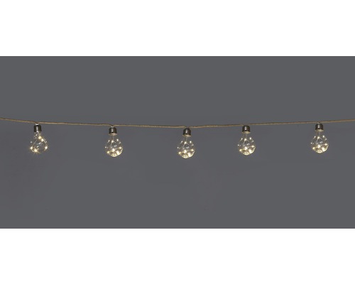 Lafiora lichtsnoer met hennepsnoer, lengte 450 cm, warm wit licht, voor gebruik binnenshuis, op batterijen, zwarte kabel, inclusief timerfunctie