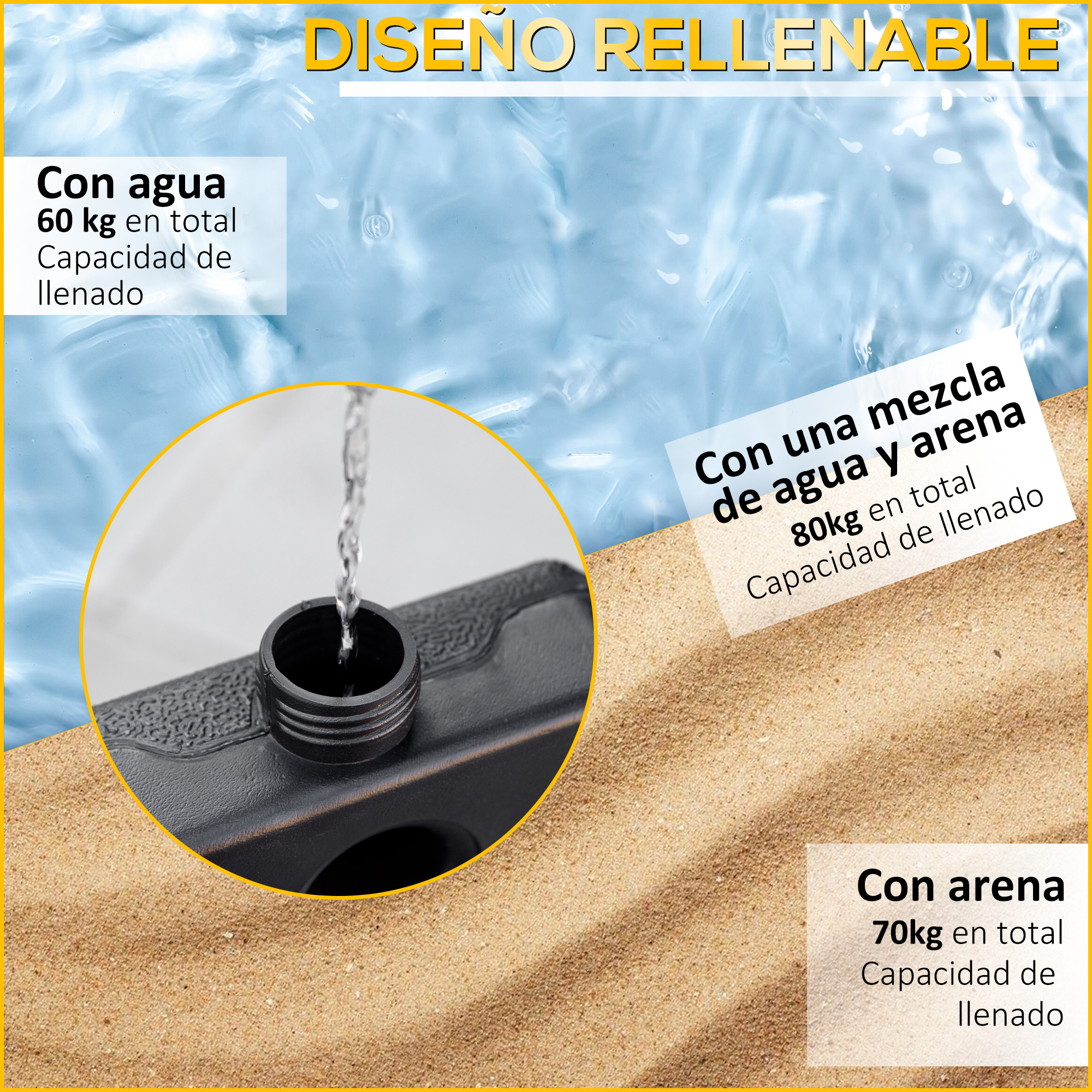 Base para guarda-sol Outsunny preta