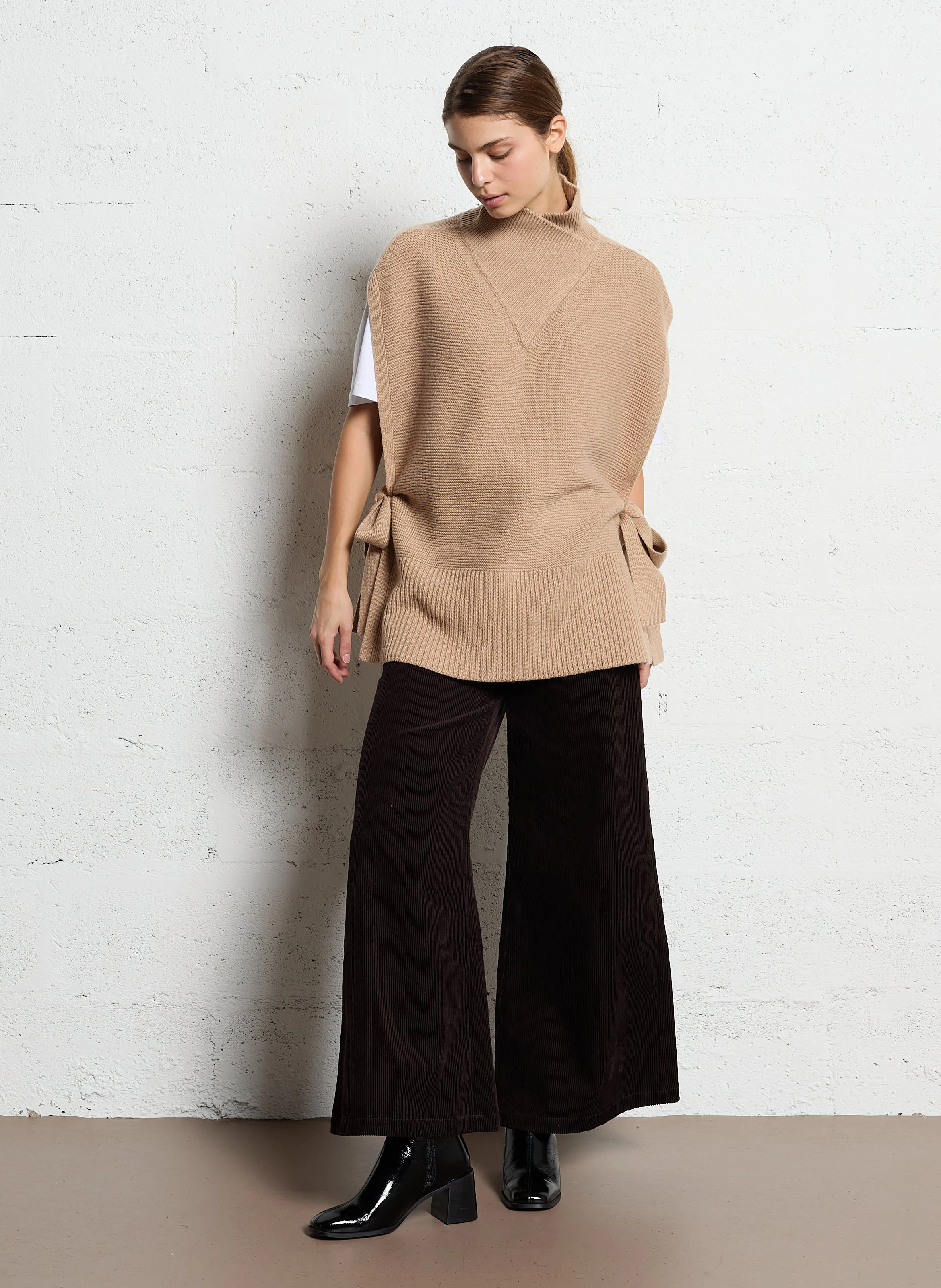 RANSTIN - Pantalon large en velours côtelé | Marron
