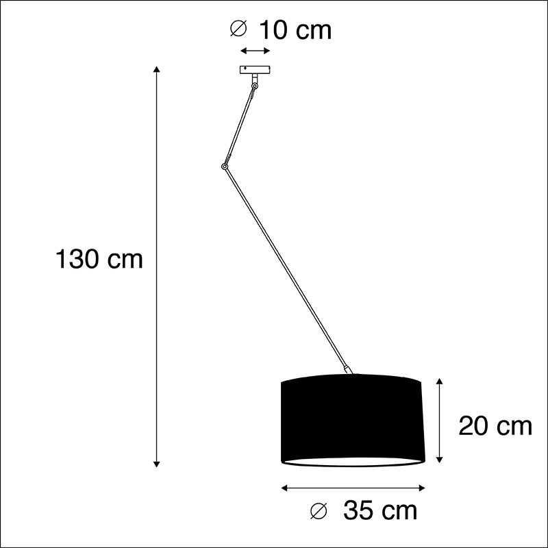 Hanglamp zwart met velours kap pauw met goud 35 cm - Blitz