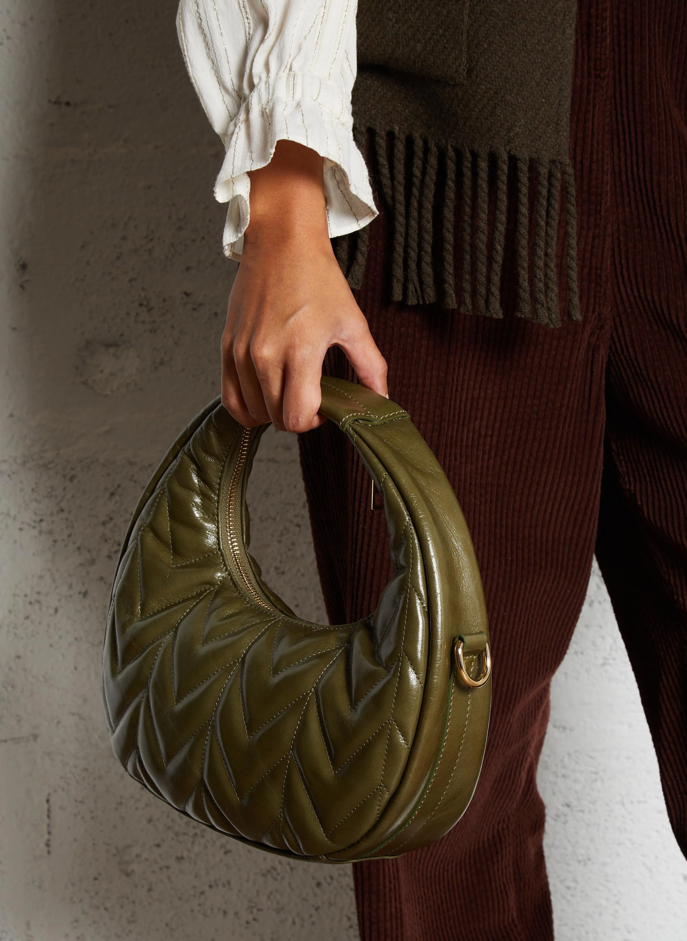 ELISABETH - Sac à main en cuir matelassé | Kaki
