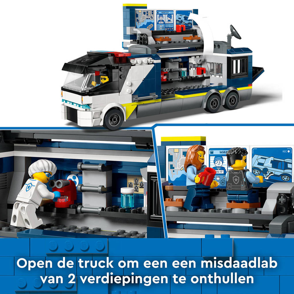 Een leuke set met veel speelmogelijkhedenPolitielaboratorium in truck Politie Speelgoed voor Kinderen vanaf 7 jaar 60418