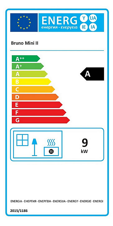 Poêle à bois en acier Bruno Mini II noir en acier 9kW 80m²