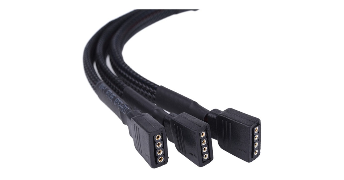 AlphacoolY-Kabel RGB 4polig > 3x 4polig splitterkabel  (Zwart, 30cm)