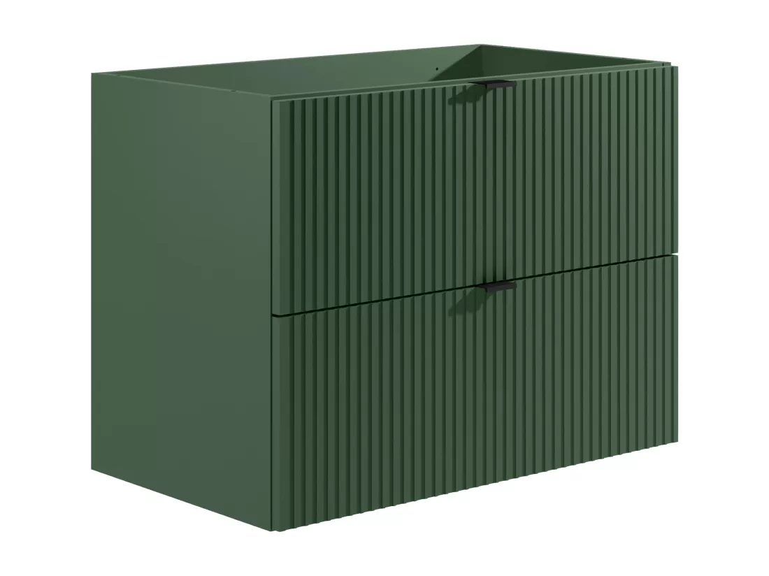 Meuble sous vasque suspendu strié - Vert mat - 80 cm - ZEVINI