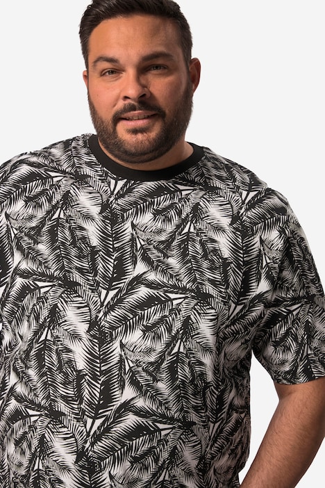 Men+ T-Shirt, Halbarm, Blätter-Druck, bis 84/86