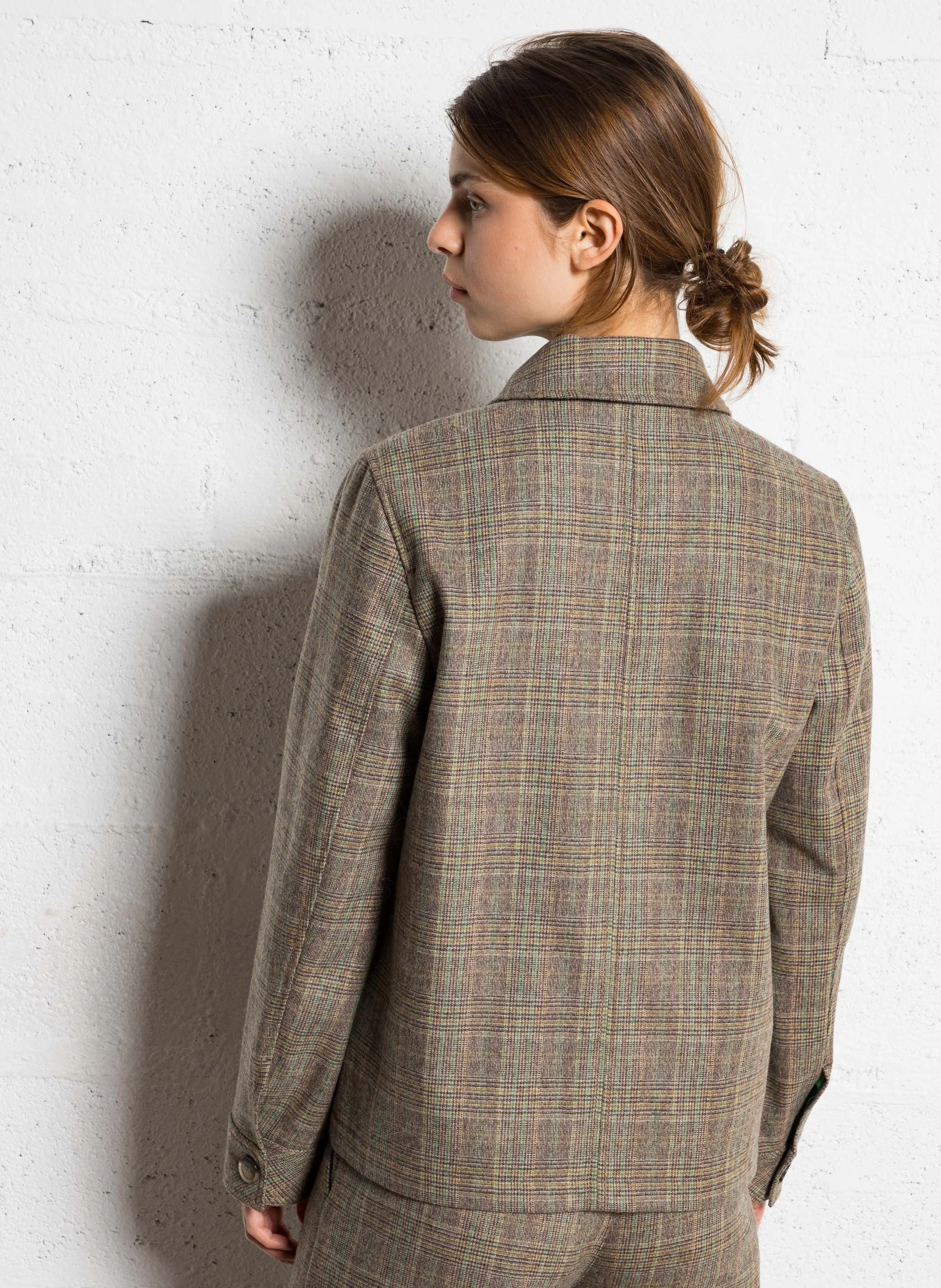 GOLTA - Veste droite à carreaux| Marron