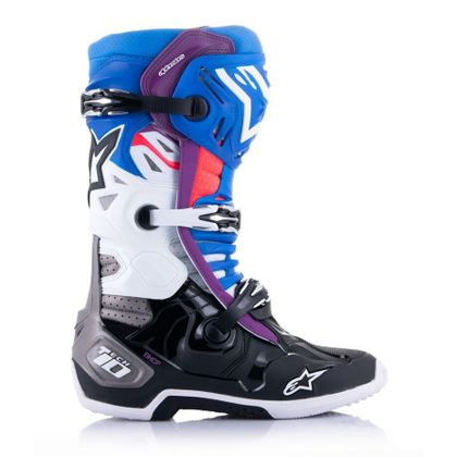 Bottes cross Alpinestars TECH 10 - SUPERVENTED - BLACK / ENAMEL BLUE / PURPLE / WHITE 2023 - Noir / Bleu