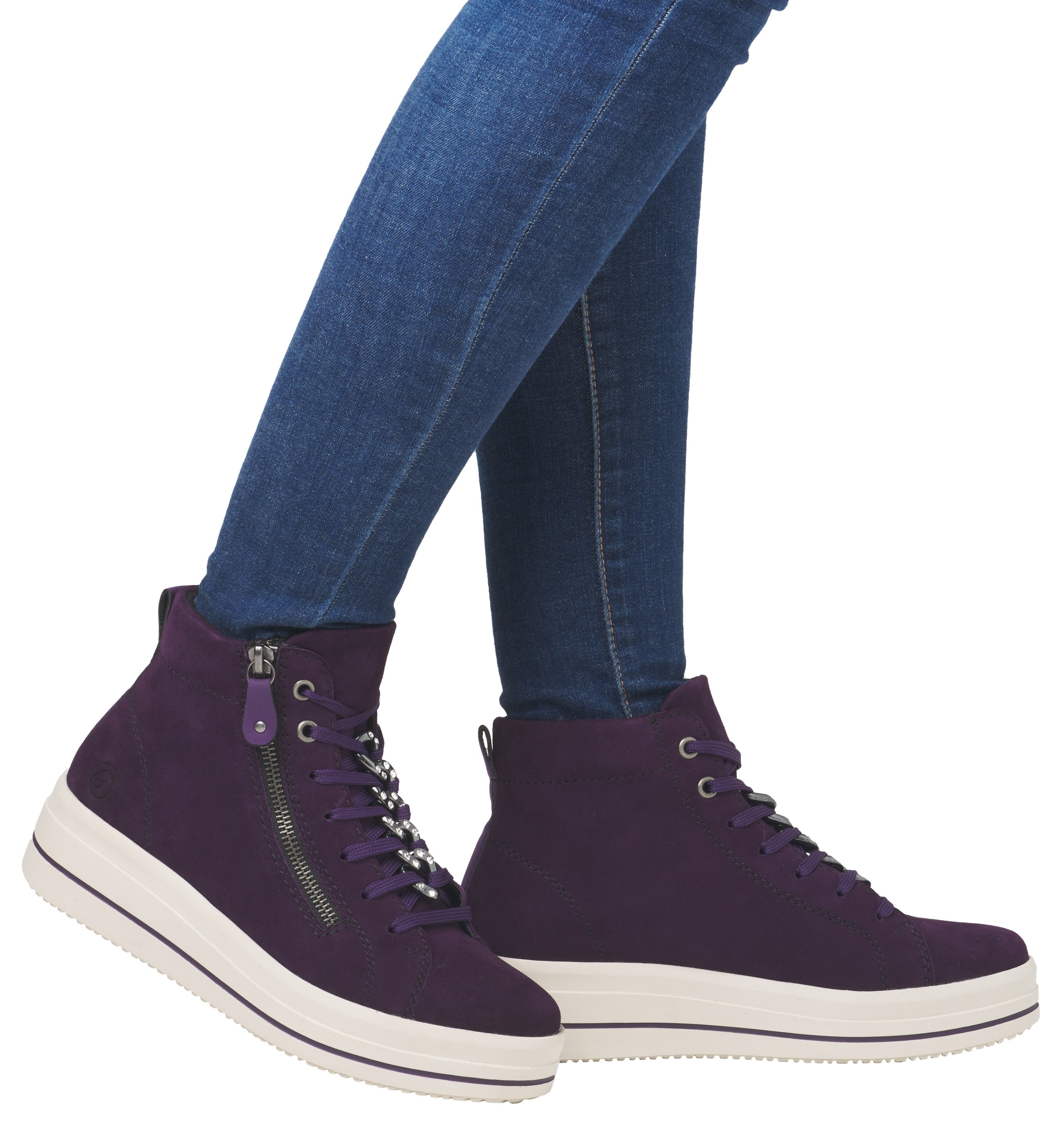 Remonte Plateausneaker »Elisabeth Hurley-Collection«  , Freizeitschuh, High-Top-Sneaker, Schnürer, seitlicher Reissverschluss