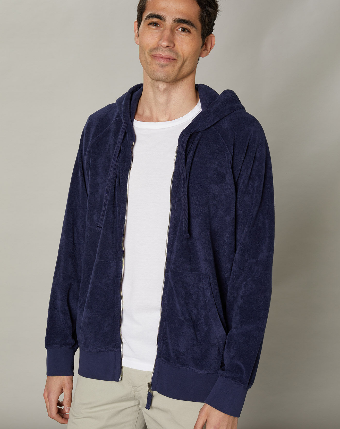 Hartford Sweat à capuche zippé en éponge bleu