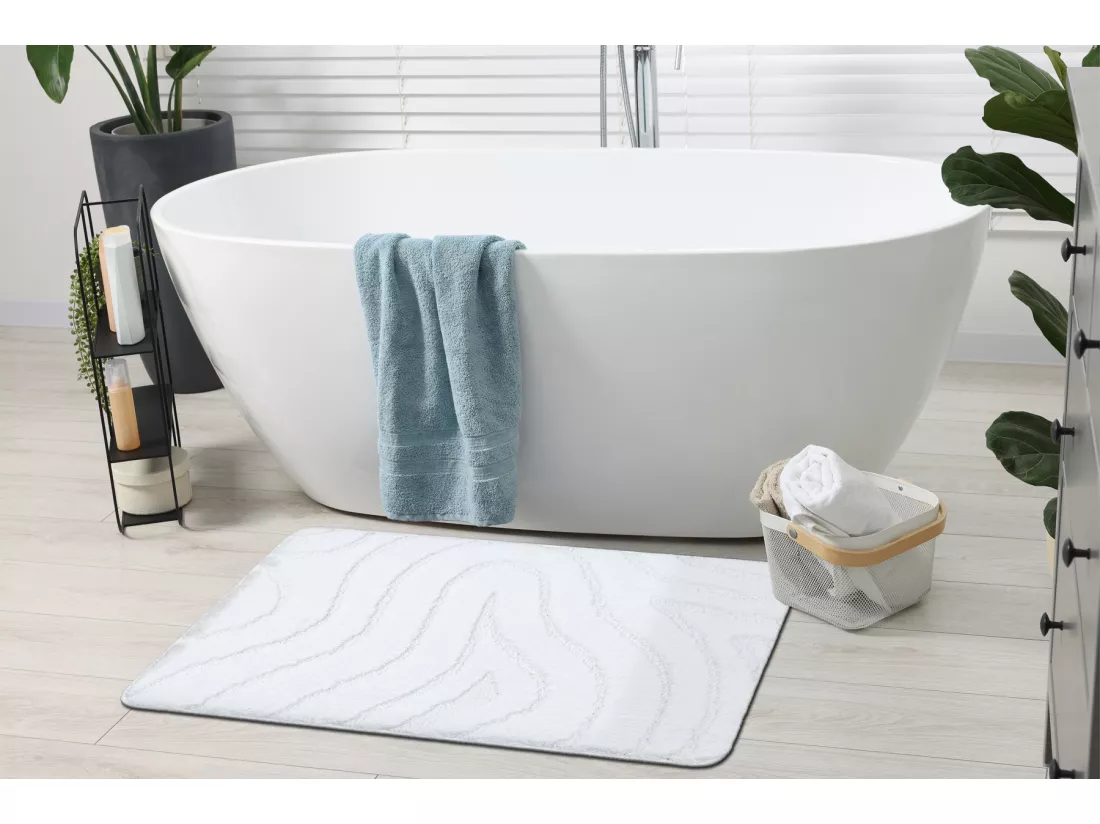 Tapis de salle de bain SUPREME WAVES, vagues, antidérapant, doux - bl 60x100 cm