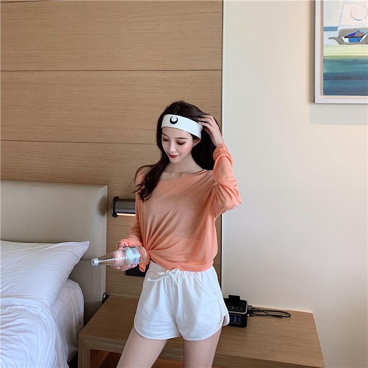 JVL - Sweatshorts met trekkoord in de taille en effen paneel