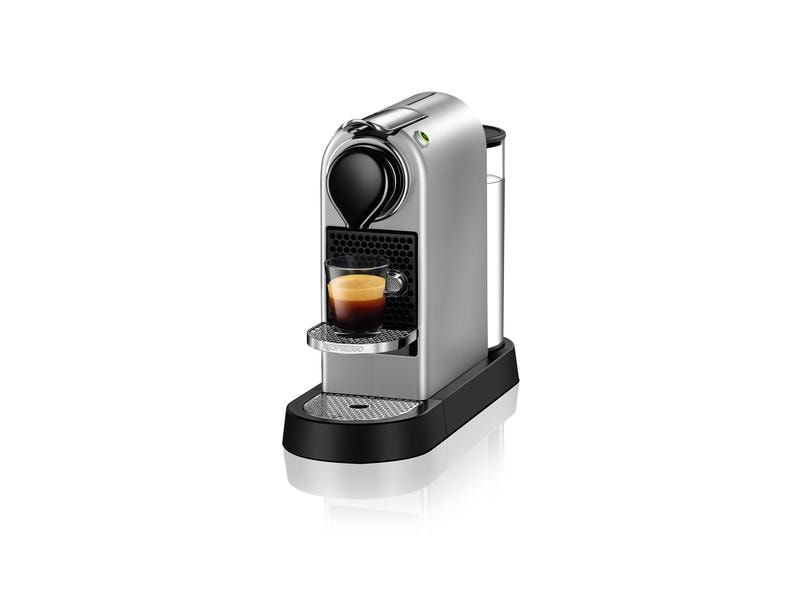Krups Kaffeemaschine Nespresso CitiZ XN741B Silber Elegante Kapselmaschine der Original Line mit geringem Platzbedarf