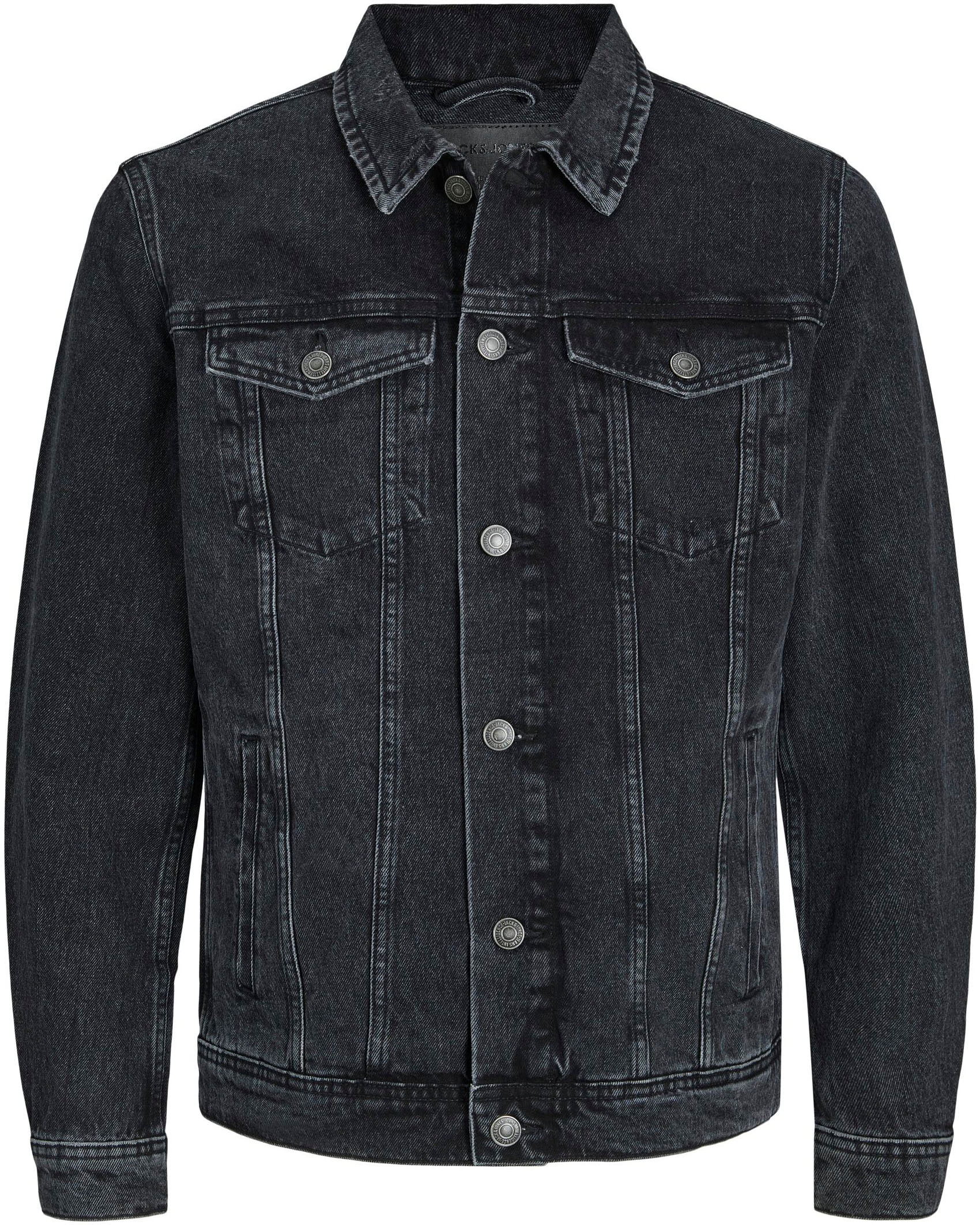 Jack & Jones Jeansjacke »JJIJEAN Jeansjacke mit Windschutz, stylisch und angenehm tragbar« Abriebeffekte, modisch, regular fit, Baumwolle
