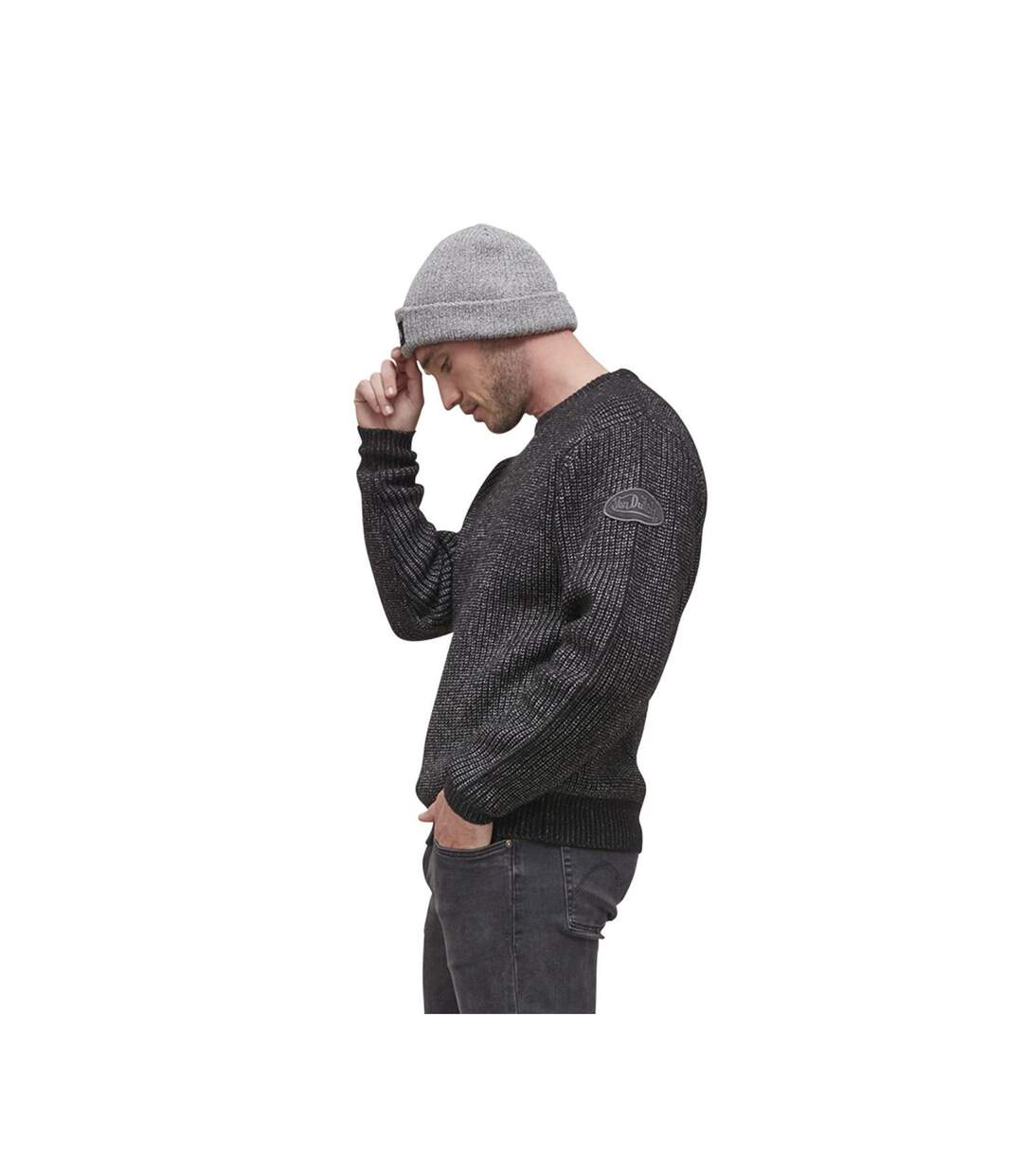 Pull effet denim en côte anglaise avec écusson sur la manche Matt