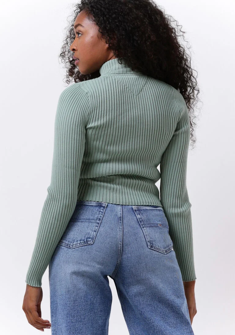 TOMMY JEANS groene tommy jeans vest tjw badge zip trhu sweater