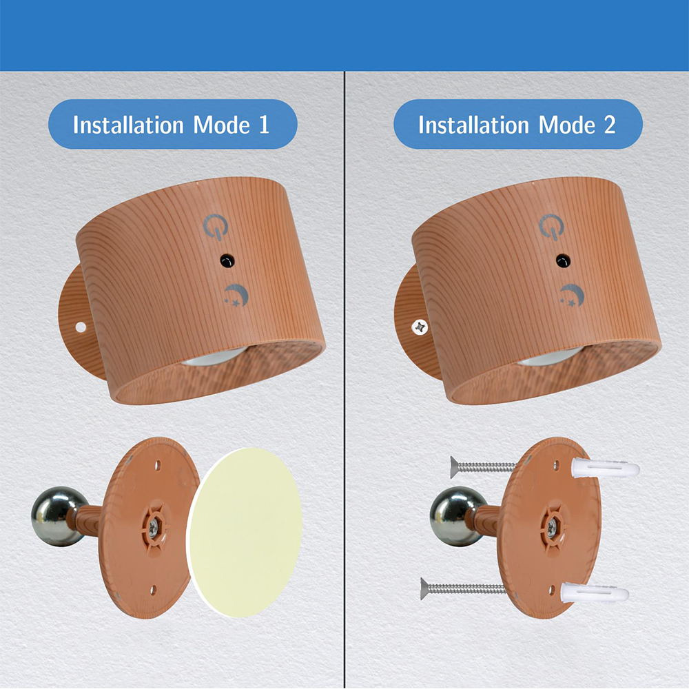 (8-tlg. Set) Ø8x6cm 17 LED's Touch Lampe Wandleuchte Magnetische USB Home Deko Beleuchtung mit Dämmerungssensor   Fernbedienung - Braun