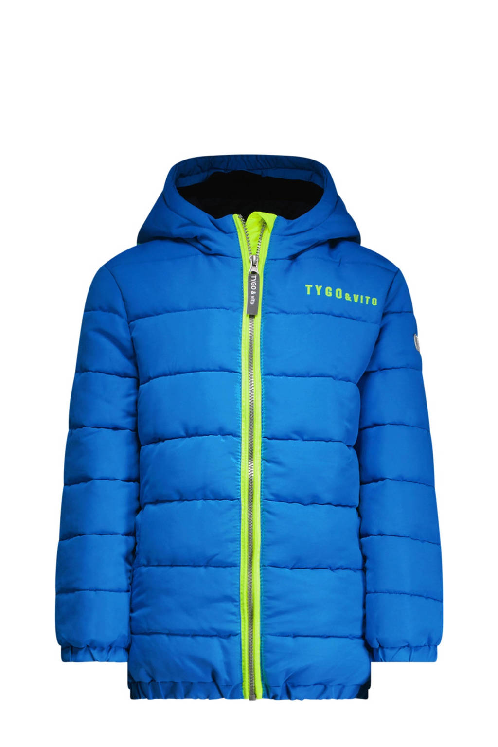 TYGO & vito gewatteerde winterjas Jix helderblauw/neon geel