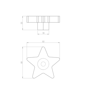 Knop Star greige 52mm