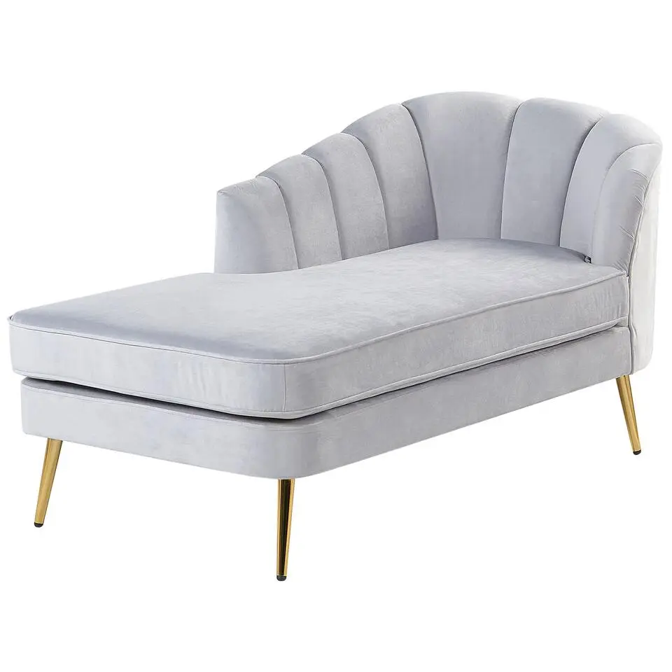 ALLIER - Chaise longue - Grijs - Rechterzijde - Fluweel