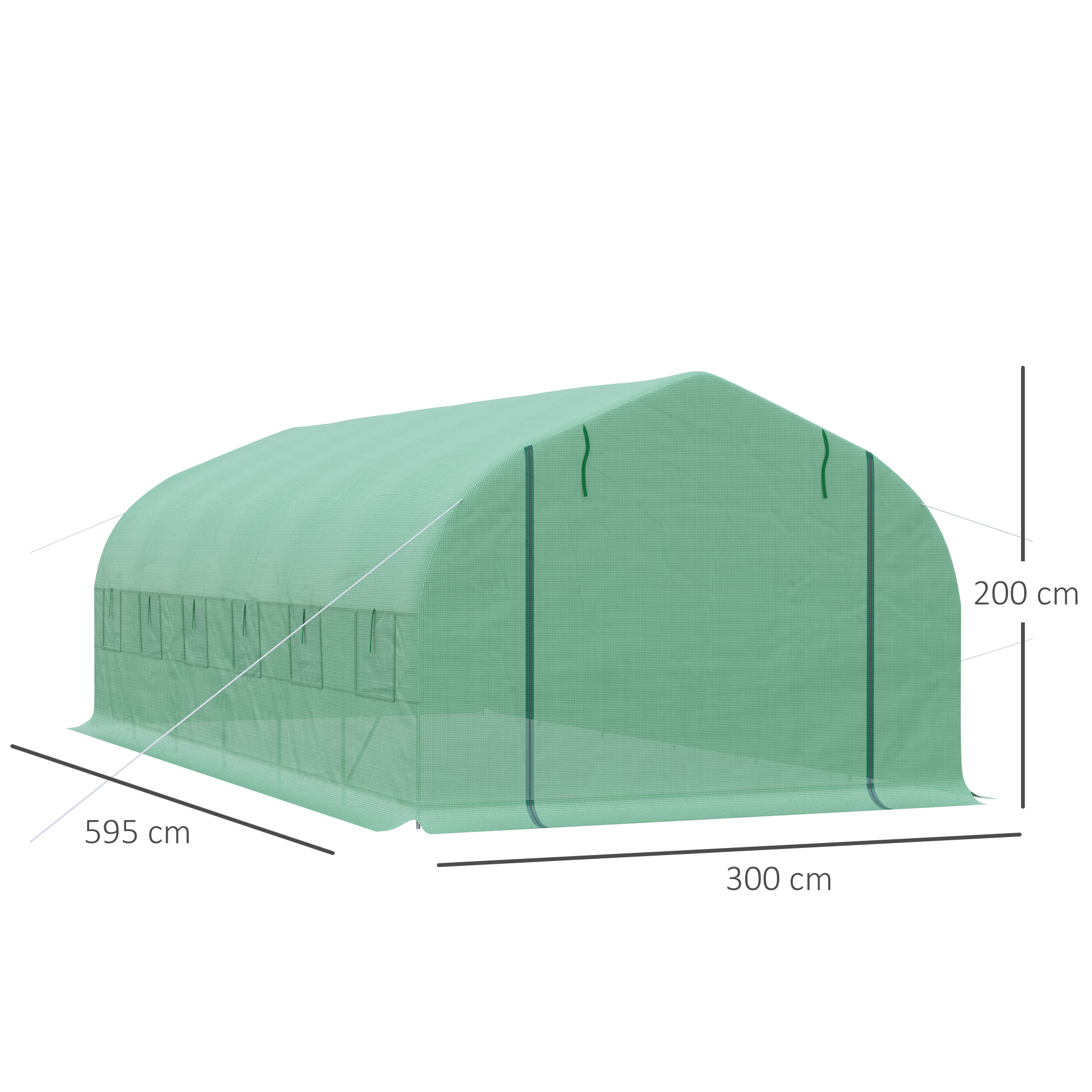 Estufa de jardim Outsunny, tipo túnel, 6x3x2 m, com 12 janelas e porta de enrolar com zíper metálico, ideal para o cultivo de plantas.