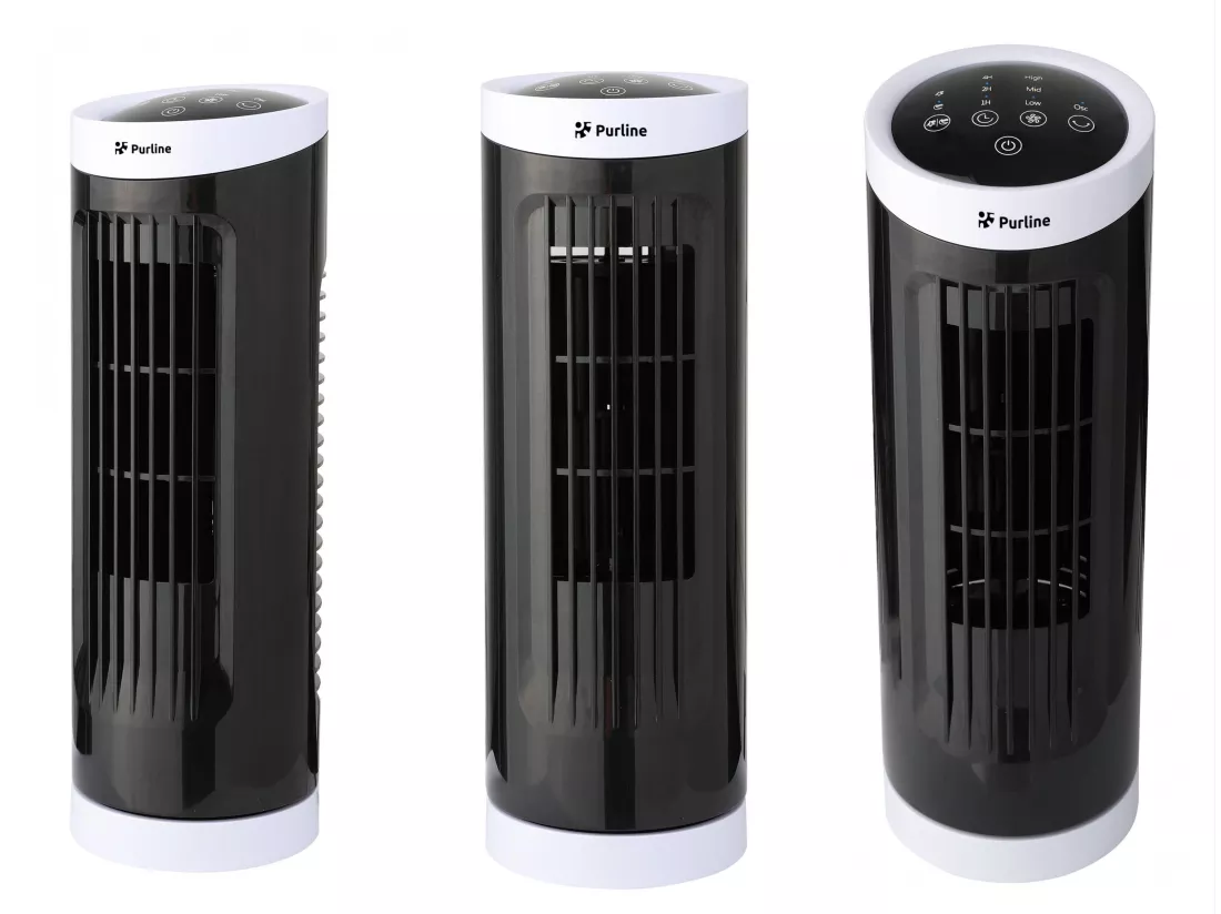 Ventilateur tour compact rotatif noir