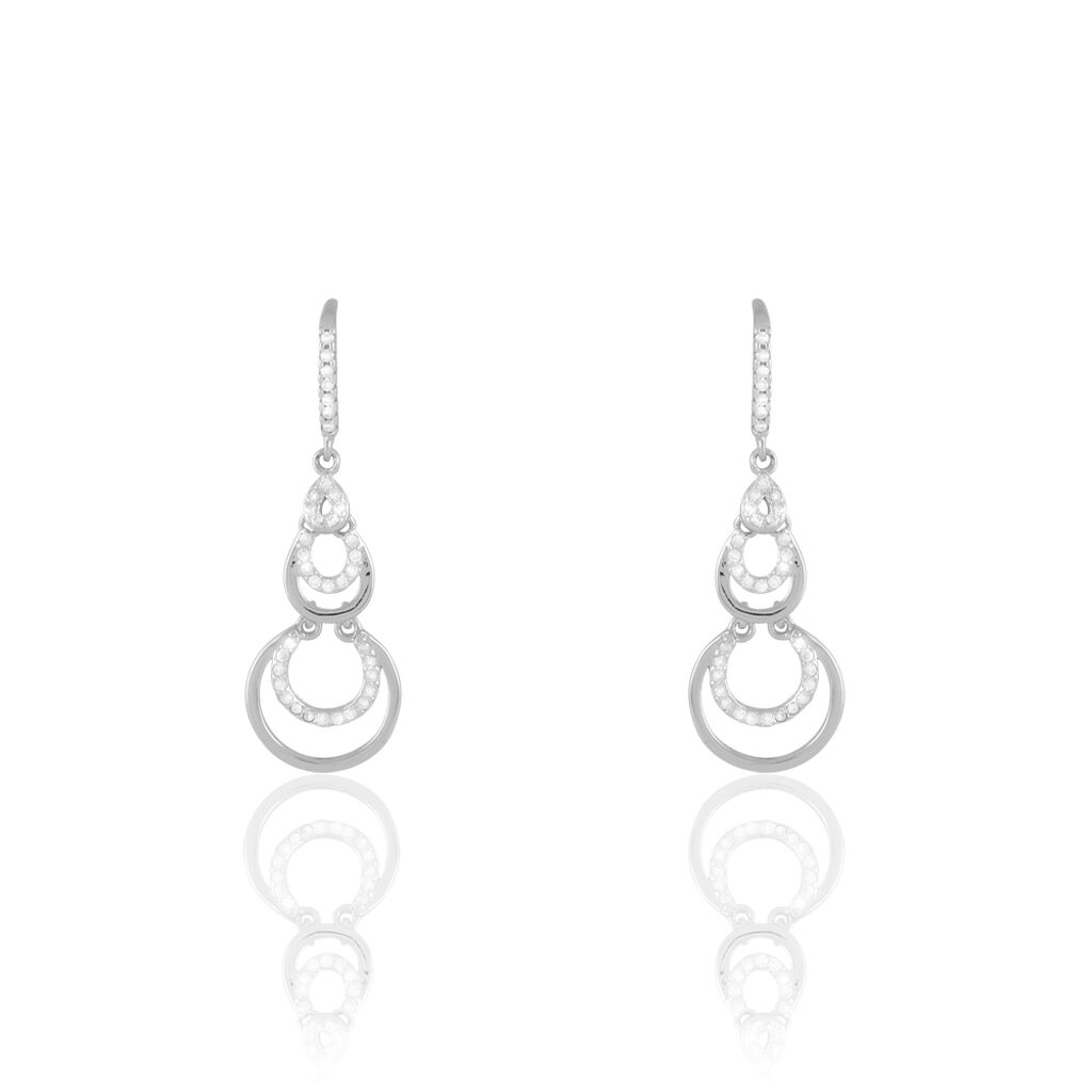 Boucles D'oreilles Pendantes Greta Argent Blanc