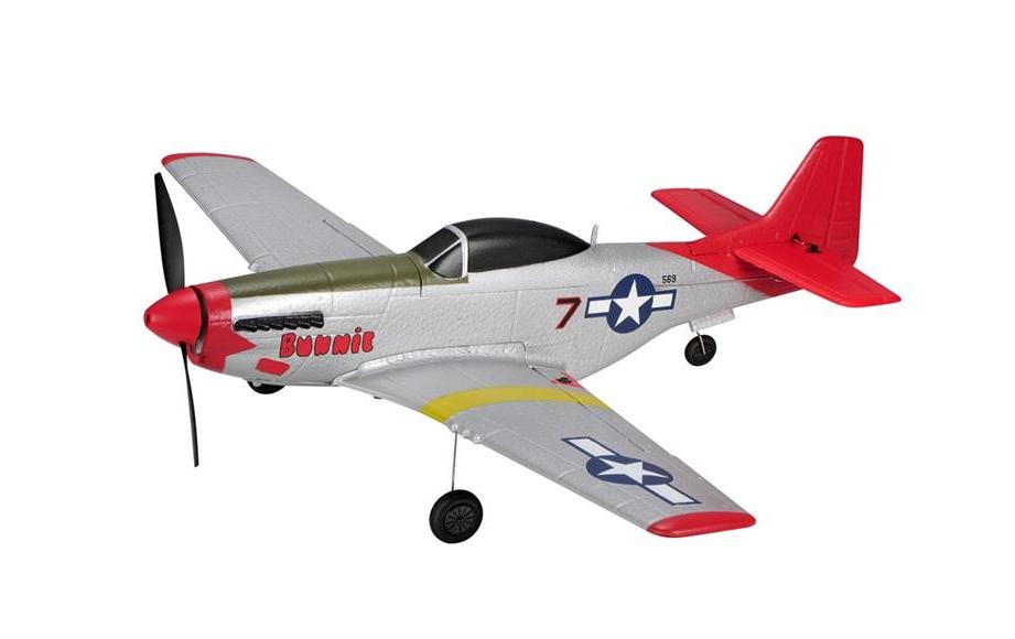 Warbird Mini P51D 450 mm, Rot, RTF<br>Kleines 4-Kanal RC-Flugzeug mit Gyro
