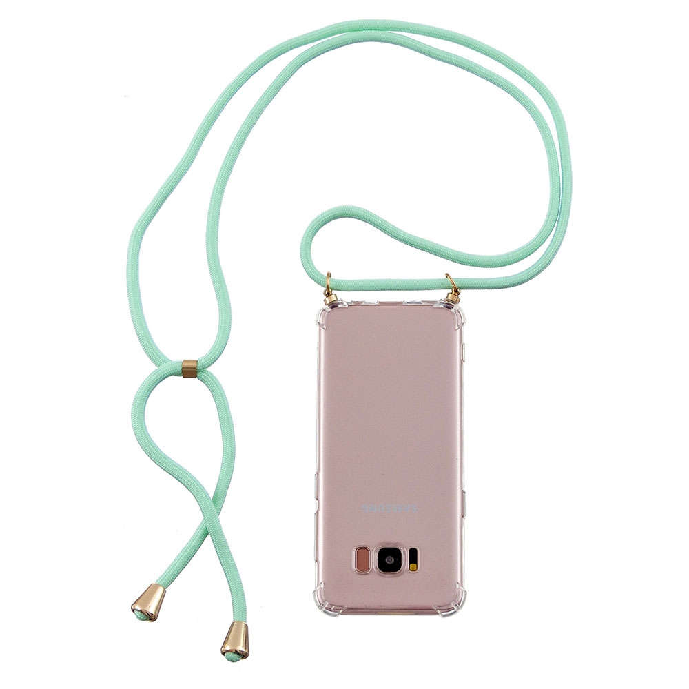 Samsung Galaxy S8 Necklace Gummi Hülle Air Cushion Fallschutz   Handykette (150cm) - Türkis / Gold