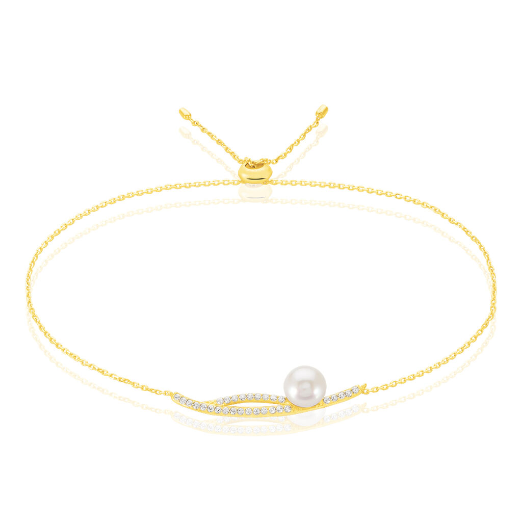 Bracelet Tesnimae Or Jaune Oxyde De Zirconium Et Perle De Culture
