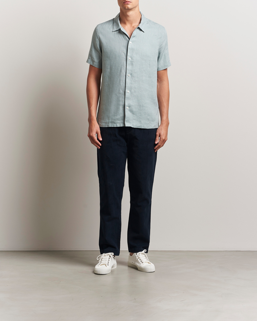 Samsøe Samsøe Avan Linen Short Sleeve Shirt Abyss Green