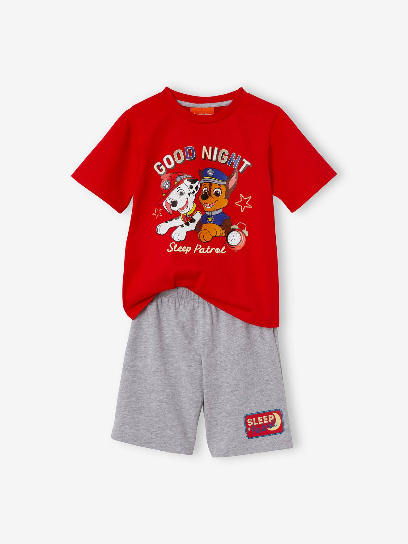 Pijama Patrulha Canina® com shorts, vermelho liso com estampas.