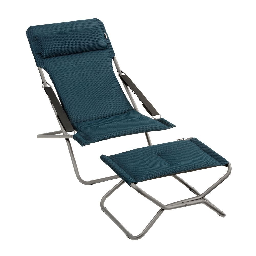 Klappbarer, gepolsterter Liegestuhl Transabed BeComfort® Blau Bleu Encre