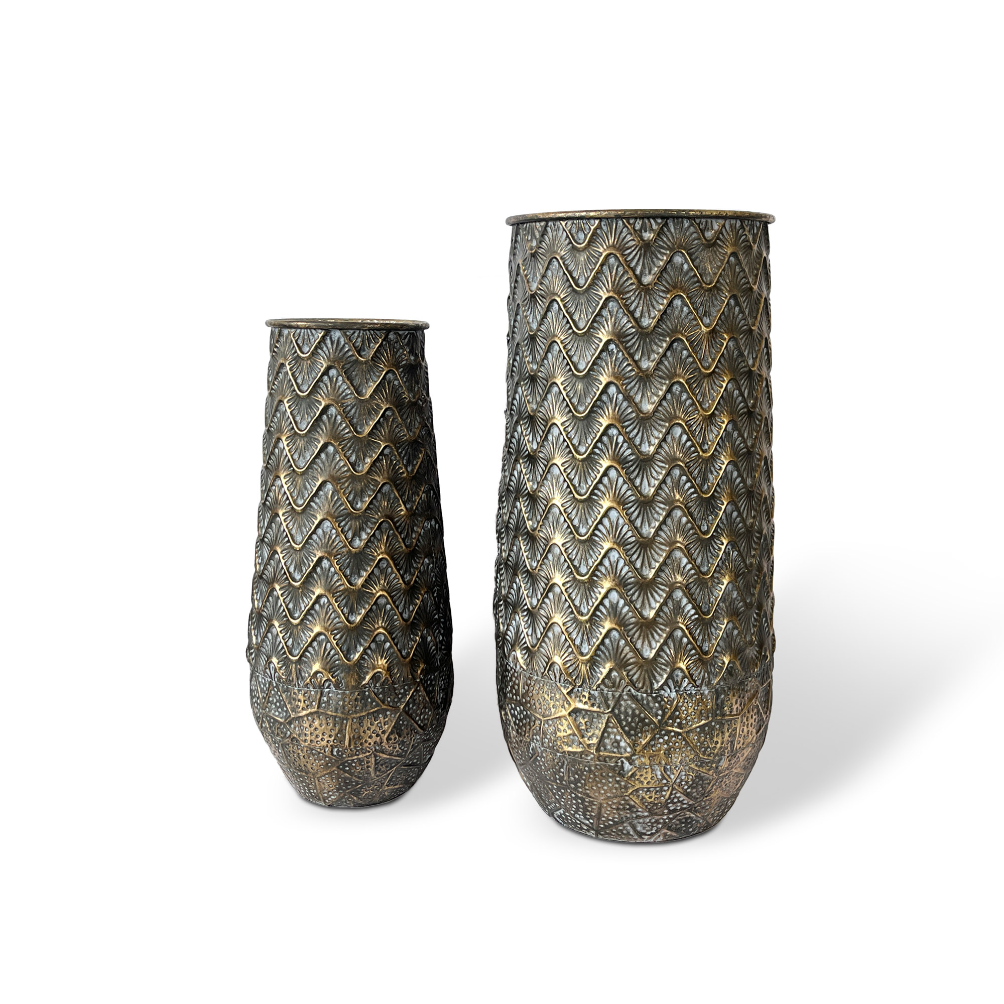 2er-Set Metallvasen 'Adelina', antik gold von fischer's lagerhaus