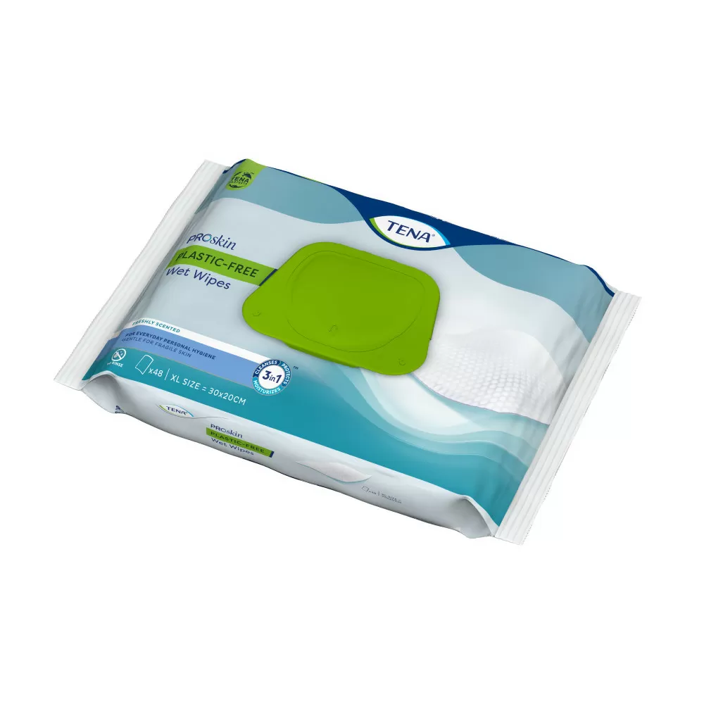 TENA ProSkin Plastic-Free Wet Wipes - 48 stk.