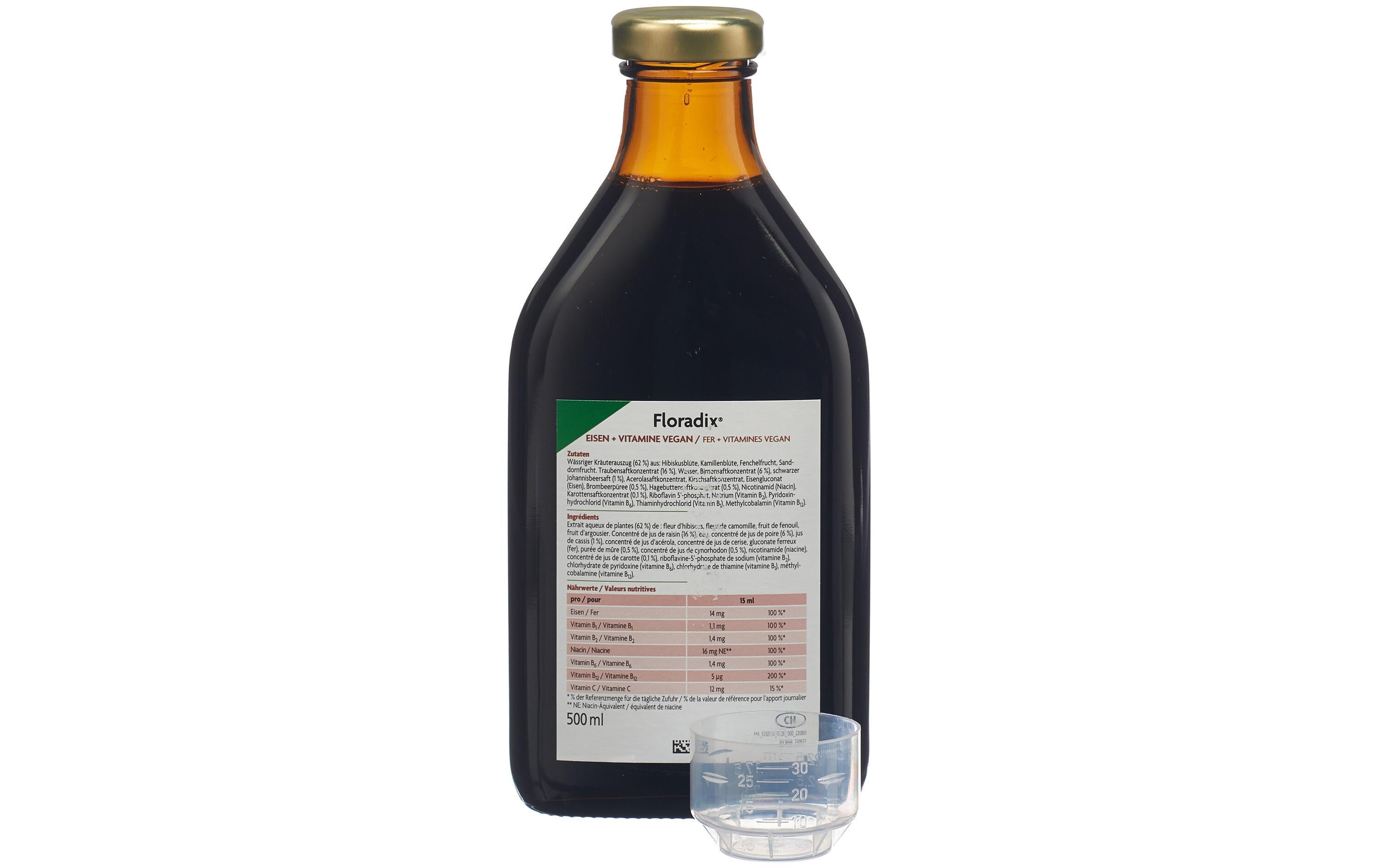 Eisen + Vitamine vegan 500 mlKräuterauszug mit Eisen und Vitaminen vegan