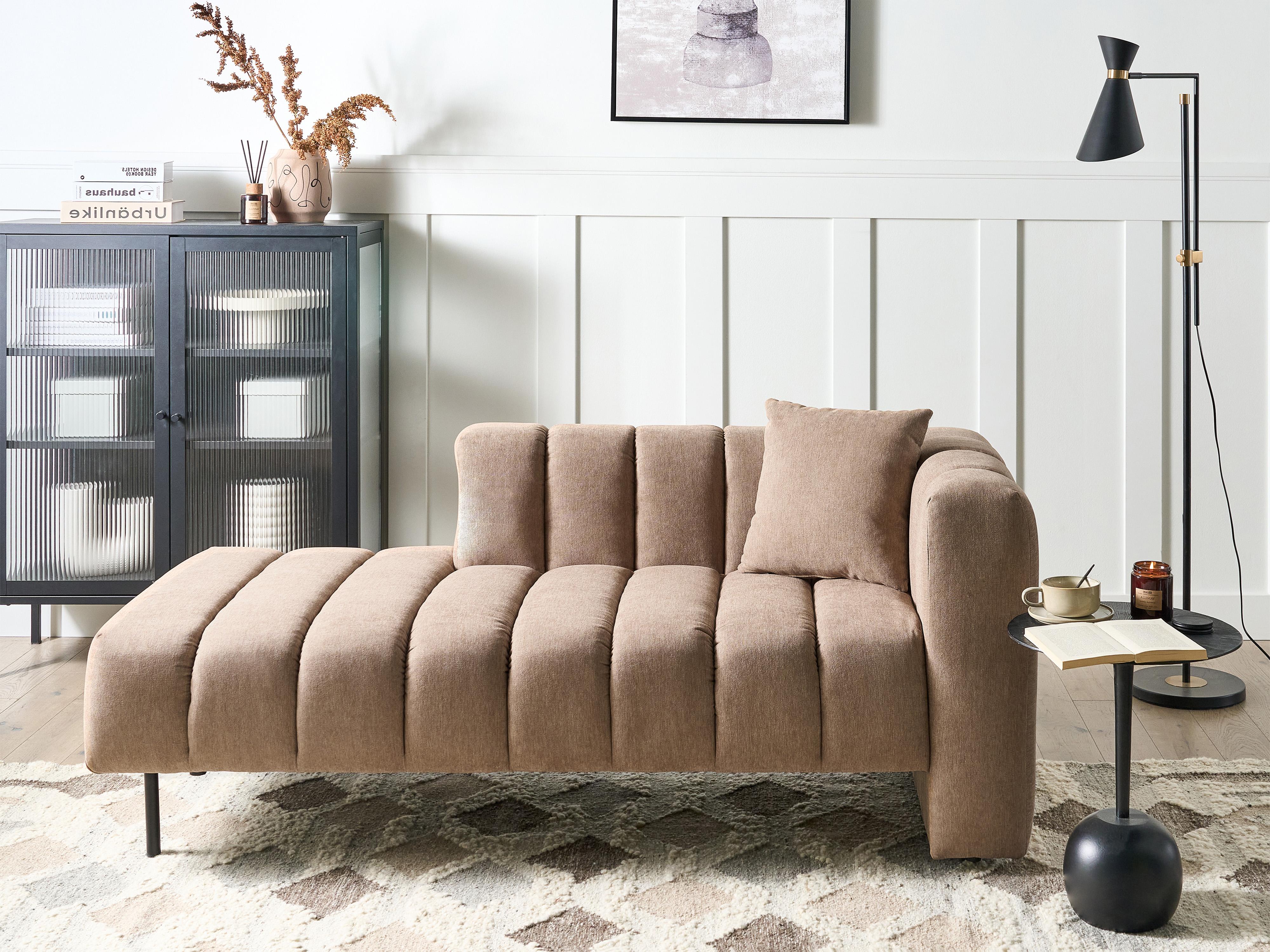 Rechtszijdige chaise longue LANNILS Stof Lichtbruin